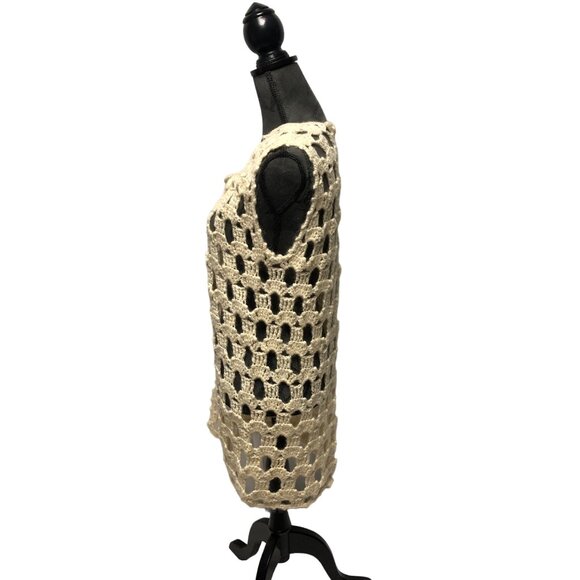 Handmade Cardigan Vest Womens Size Large Crocheted Knitted 90s Vintage Retro - Picture 3 of 5